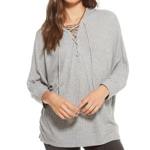 Chaser Heather Grey 3/4 Sleeve Dolman Hoodie